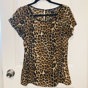 Like new Express Leopard print flutter sleeve top, size med